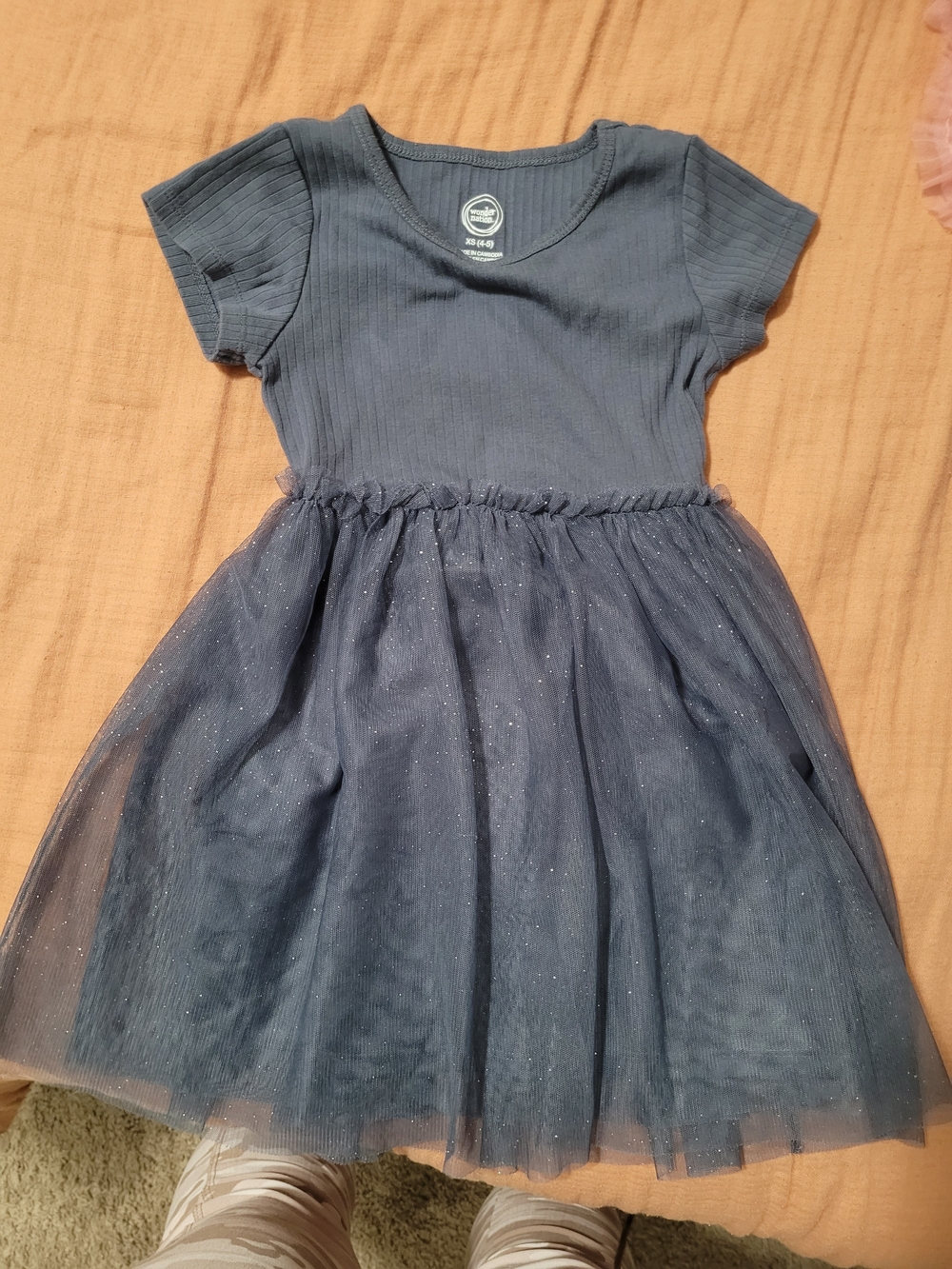 wonder nation Navy Blue Tulle Skirt Dress with Sparkle